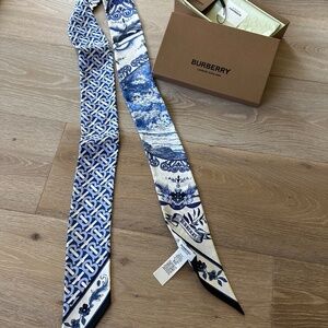 Burberry Reversible Print Silk Twilly Scarf. A pretty addition to any outfit